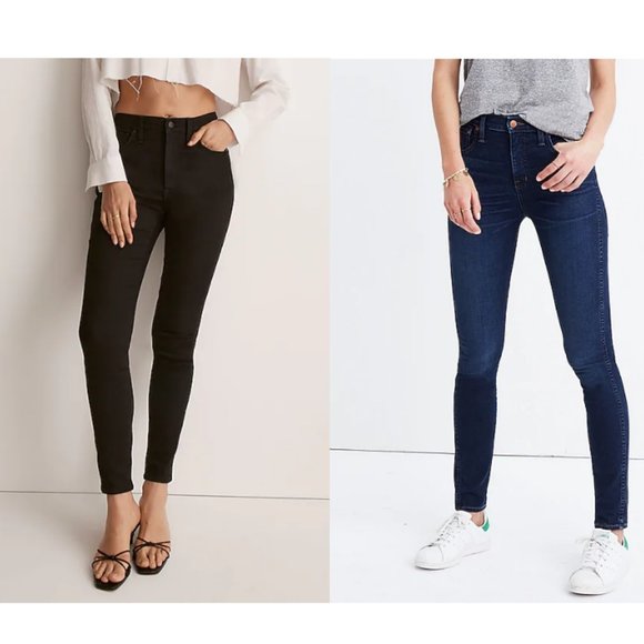 Madewell Bundle of 2 High Rise Black and Blue Skinny Jeans Size 26 - Picture 1 of 14